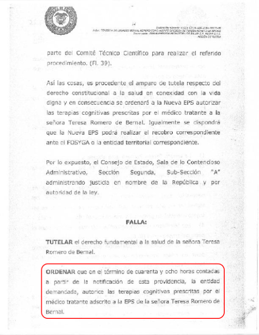 Tutela, página 14, Ordena